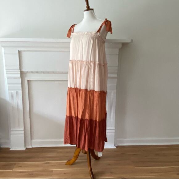 Large Dress Fall Midi Boho Bohemian Prairie Dress Resortwear Large Terra Cotta - Picture 13 of 14